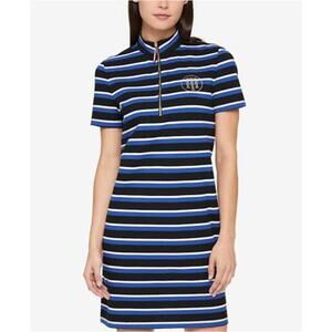 Tommy Hilfiger Women’s Short Sleeve Striped Sheath Polo Dress Size 1X Blue White